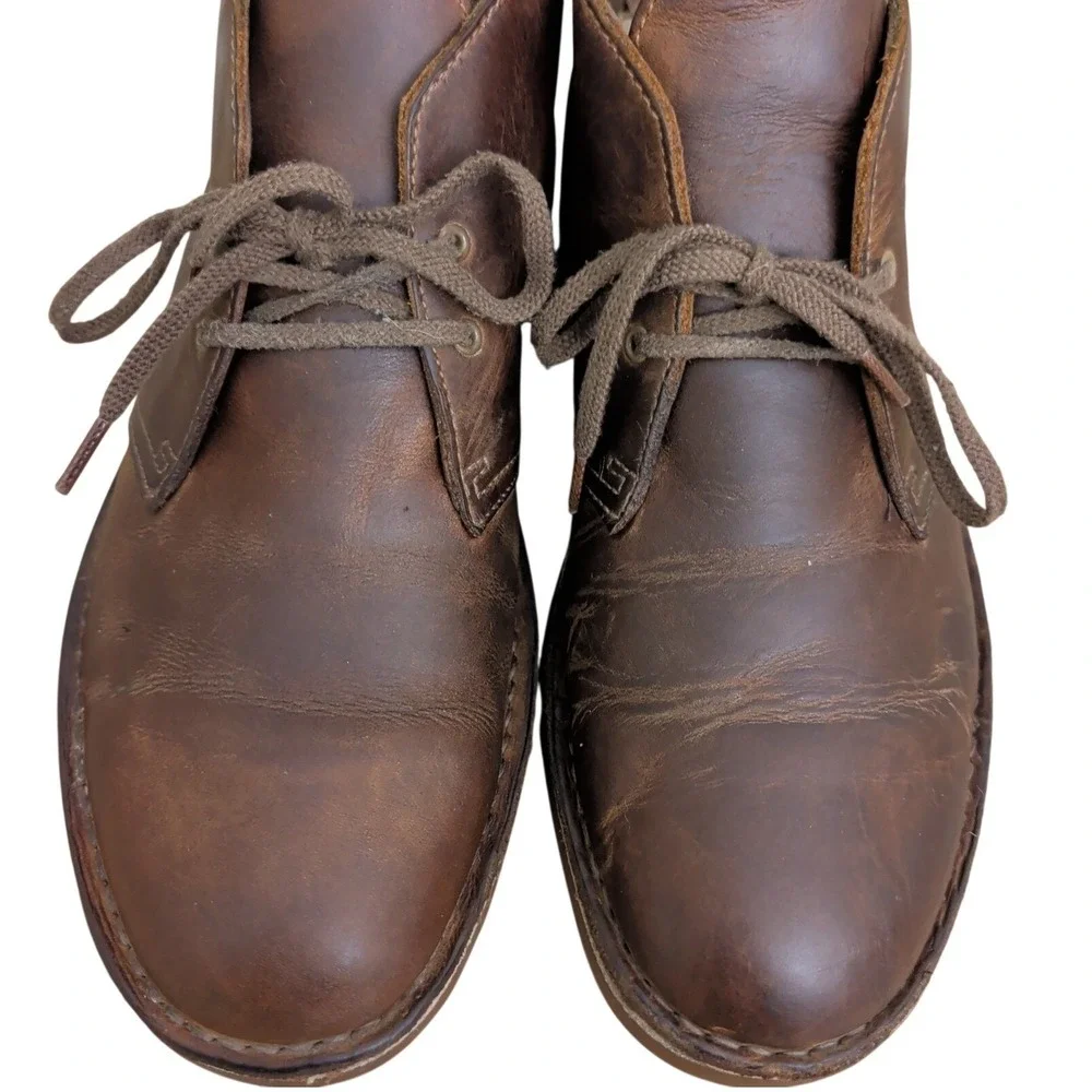 Clarks Bushacre 2 Mens 10.5 Beeswax Brown Leather Chukka Boots Lace Up Ankle